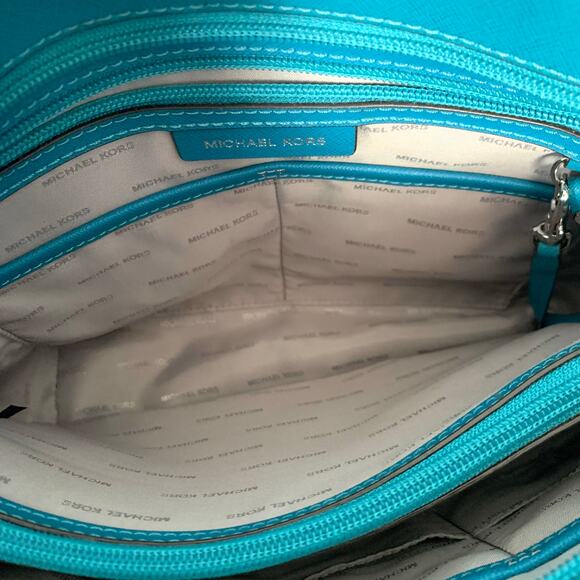 Michael Kors Jet Set Turquoise Convertible Tote Purse - Picture 8 of 10
